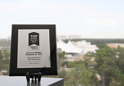 Chevron Phillips Chemical is named one of Houston's top places to work by the Houston Chronicle.