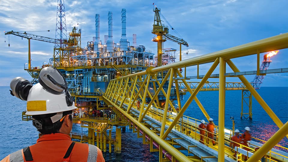 Offshore drilling platform where Chevron Phillips Chemical Drilling Specialties products are used